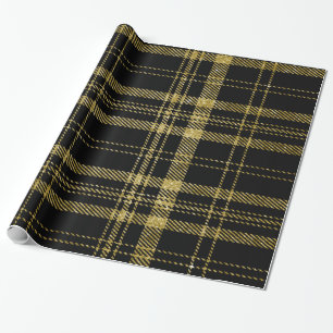 Black and gold Plaid-07 Wrapping Paper