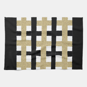Black and Gold Plaid Kitchen Towel