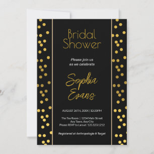 Black and Gold Polka Dot Bridal Shower Invitation