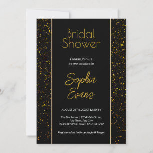 Black and Gold Polka Dot Bridal Shower Invitation