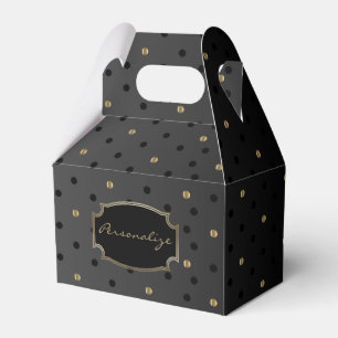 Black and Gold Polka Dots on Black Favor Box