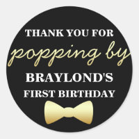 Black and Gold Popcorn Sticker with Bow Tie