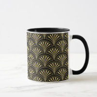 Black and Gold Posh Deco Fan Pattern
