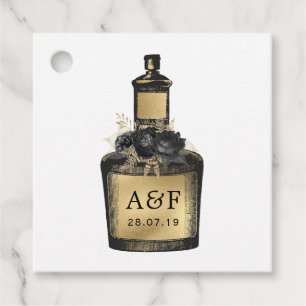 Black and Gold Potion Bottle Monogram Favour Tags