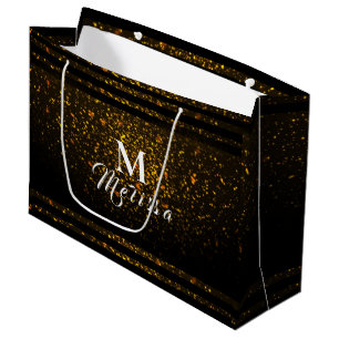 Black and Gold Pre-Personalized Monogram Gift Bag