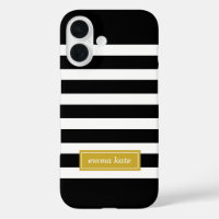 Black and Gold Preppy Stripes Monogram