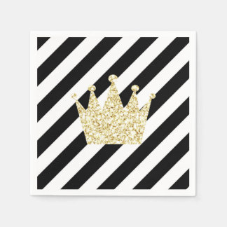 Black and Gold Prince Crown Napkins