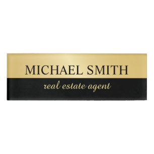 Black and Gold Professional Personalized  Name Tag