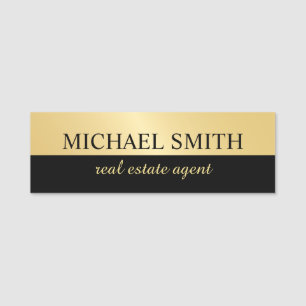 Black and Gold Professional Personalized  Name Tag