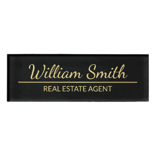 Black and Gold Professional Personalized Name Tag