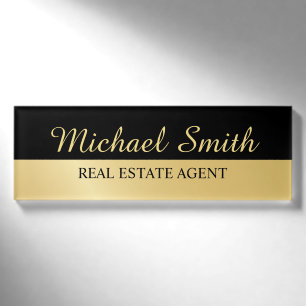 Black and Gold Professional Personalized Name Tag