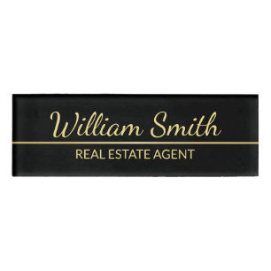 Black and Gold Professional Personalized Name Tag