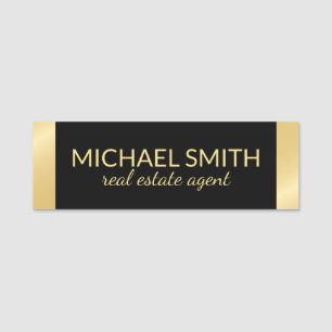 Black and Gold Professional Personalized Name Tag