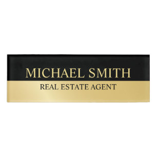 Black and Gold Professional Personalized Name Tag