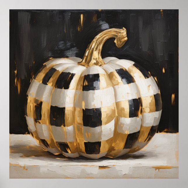 Black and Gold Pumpkin Wall Art (Front)
