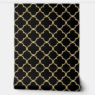Black and Gold Quatrefoil - Background Changeable Wallpaper