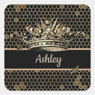Black and Gold Queen Bee  Square Sticker