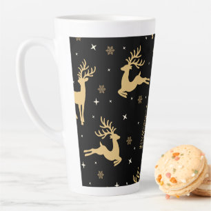 Black and Gold Reindeer Latte Mug