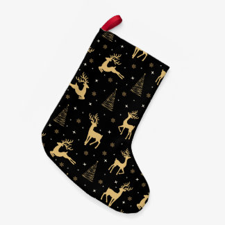 Black and Gold Reindeer Small Christmas Stocking
