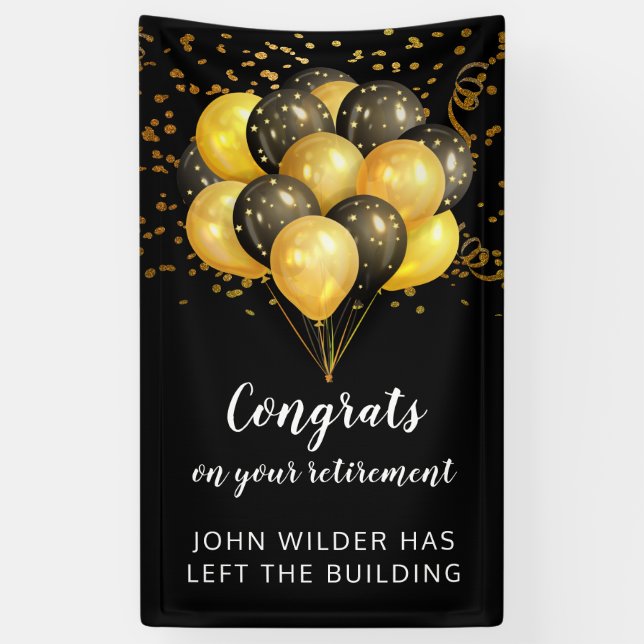 Black And Gold Retirement Banner (Vertical)