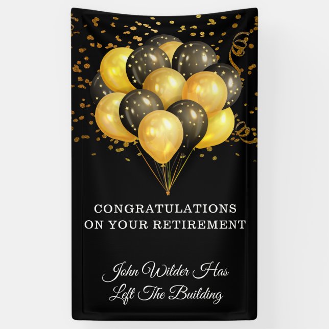 Black And Gold Retirement Banner (Vertical)