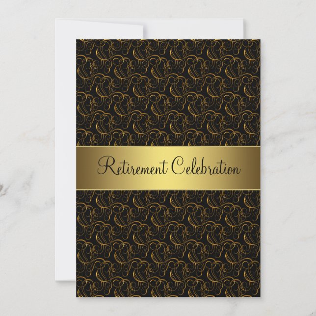 Black and Gold Retirement Party Invitation (Front)