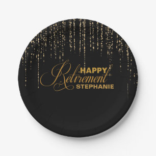 Black and Gold Retirement Party Plates