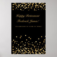 Black And Gold Retirement Party Sign, Retirement