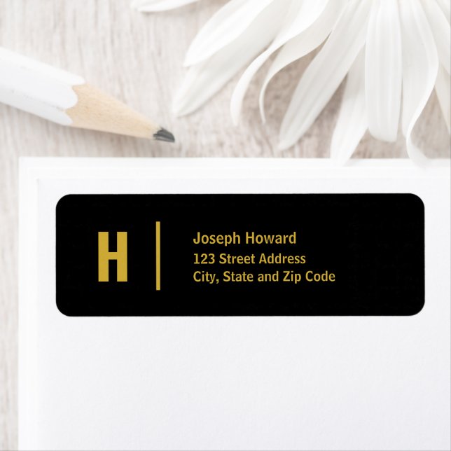 Black and Gold Return Address Label (Insitu)