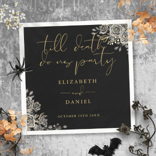 Black And Gold Roses Floral Gothic Wedding Napkin