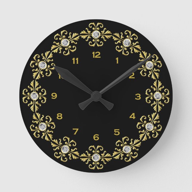Black and Gold round clock (Front)