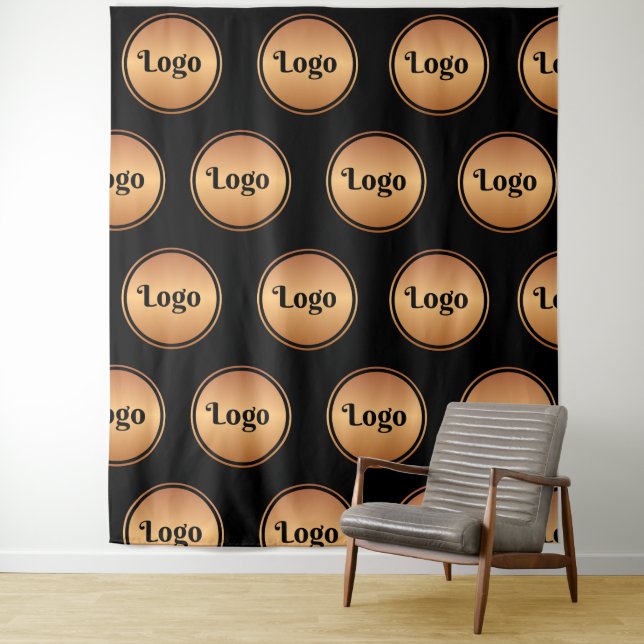 Black and Gold Round Logo Step and Repeat Classic Tapestry (In Situ)