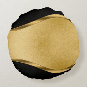Black and Gold Round Pillow