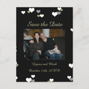 Black and Gold Save the Date Announcement Postcard