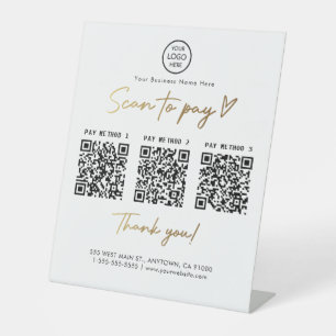 Black and Gold Scan to Pay 3 Qr Code Payment Links Pedestal Sign