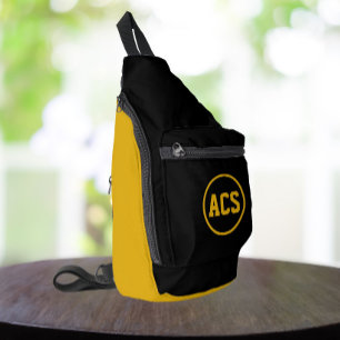 Black and Gold School Colours and Letters Sling Bag
