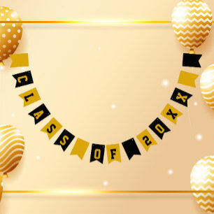 Black and Gold School Colours Class Year Bunting Flags