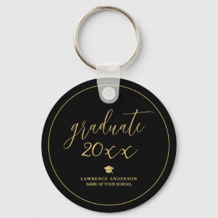 Black and Gold Script 2026 Graduate Graduation Keychain