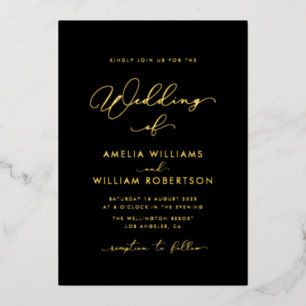 black and gold script calligraphy wedding
