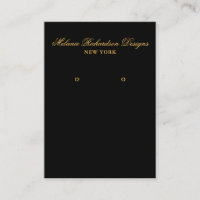 Black and Gold Script Earring Display Card