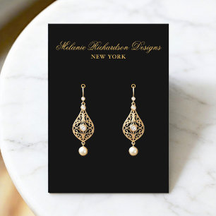 Black and Gold Script Earring Display Card