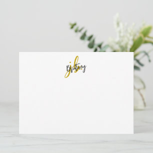 Black and Gold Script Monogram Card