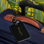 Black and Gold Script | Stylish Monogram Modern Luggage Tag<br><div class="desc">A simple stylish custom monogram design in an casual handwritten in striking monochrome Black. The monogram can easily be personalized to make a design as unique as you are! The perfect trendy gift or accessory for any occasion.</div>