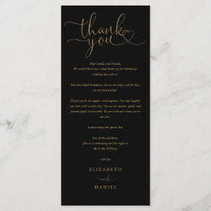 Black And Gold Script Wedding Thank You Place Card