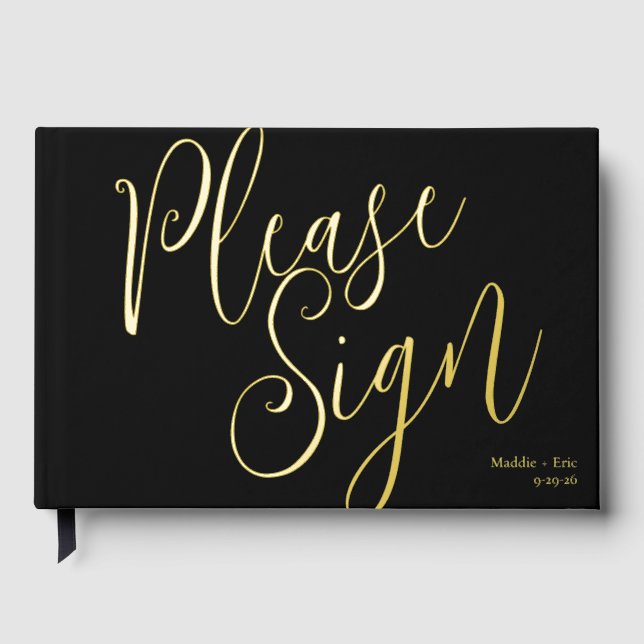 Black and Gold SImple Guest Book Signature (Front)