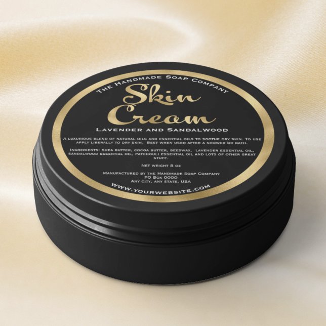 Black and Gold Skin Cream Jar Label w Ingredients (Creator Uploaded)