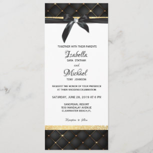 Black and Gold small diamond bow invitation