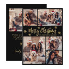 Black and Gold Snowflake 5 Photo Collage Christmas