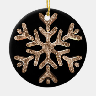 Black and Gold Snowflake Elegant Christmas Ceramic Ornament