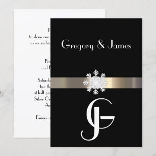 Black and Gold Snowflake Wedding Invitation